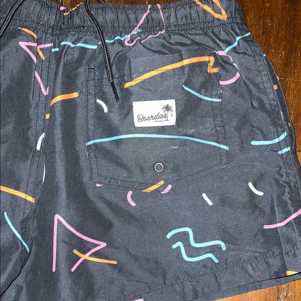 Boardies Black Swim Shorts‎ with Abstract Design